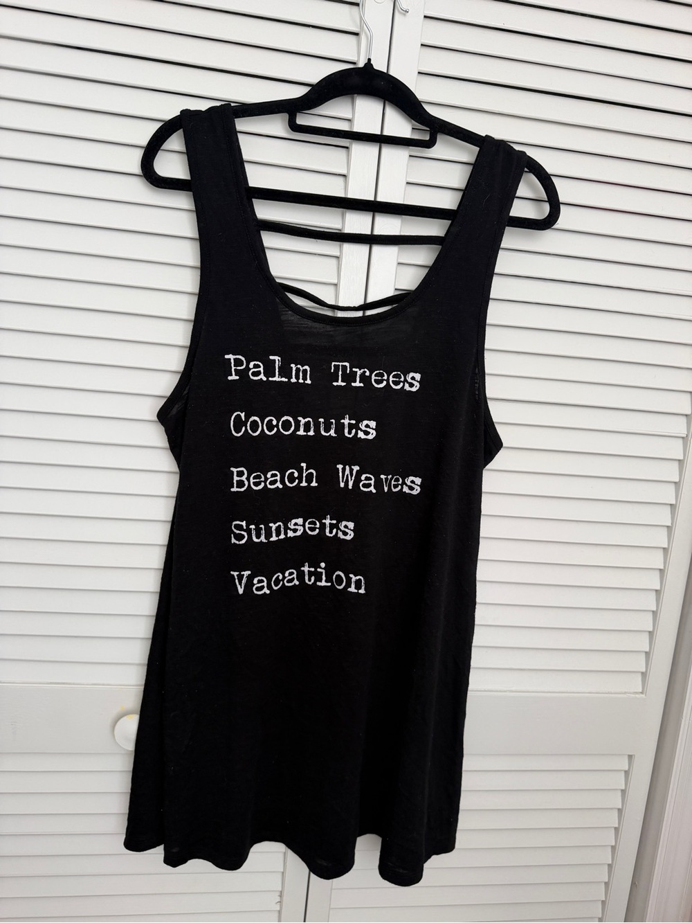 Black Graphic Swim Cover-Up with Vacation Text Size XL